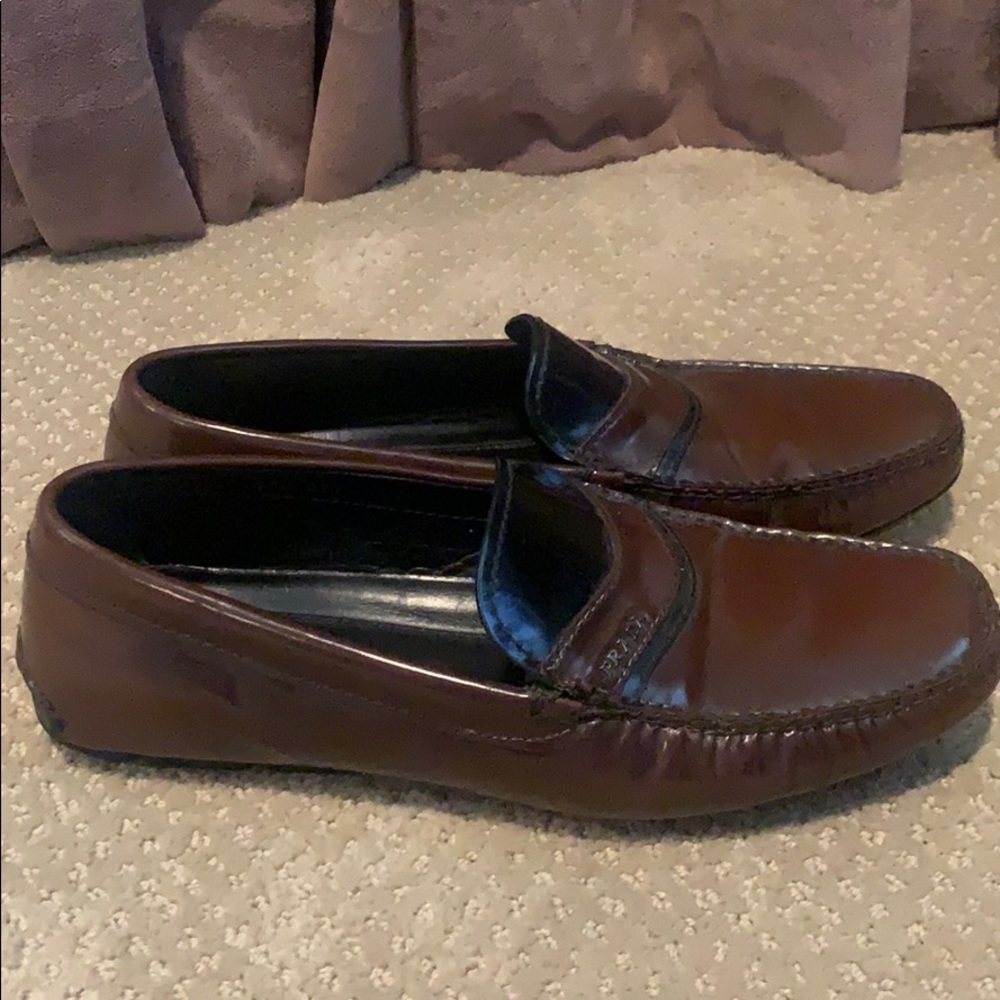 Prada brown & black loafers size 10